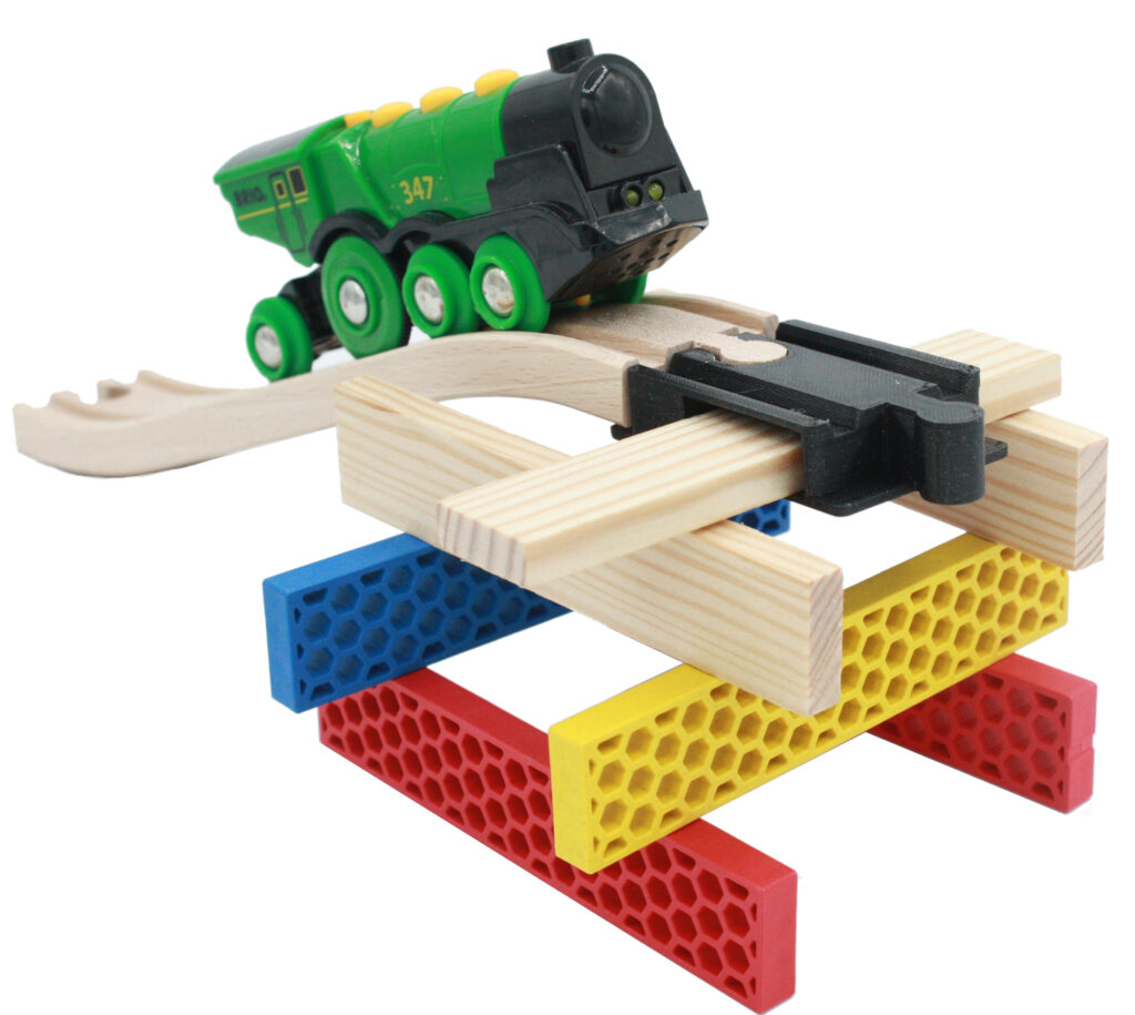 GXGM 10 Pièces Adaptateurs Pont Chemins De Fer Brio Et Duplo - Extension Rails Train Bois Jaune